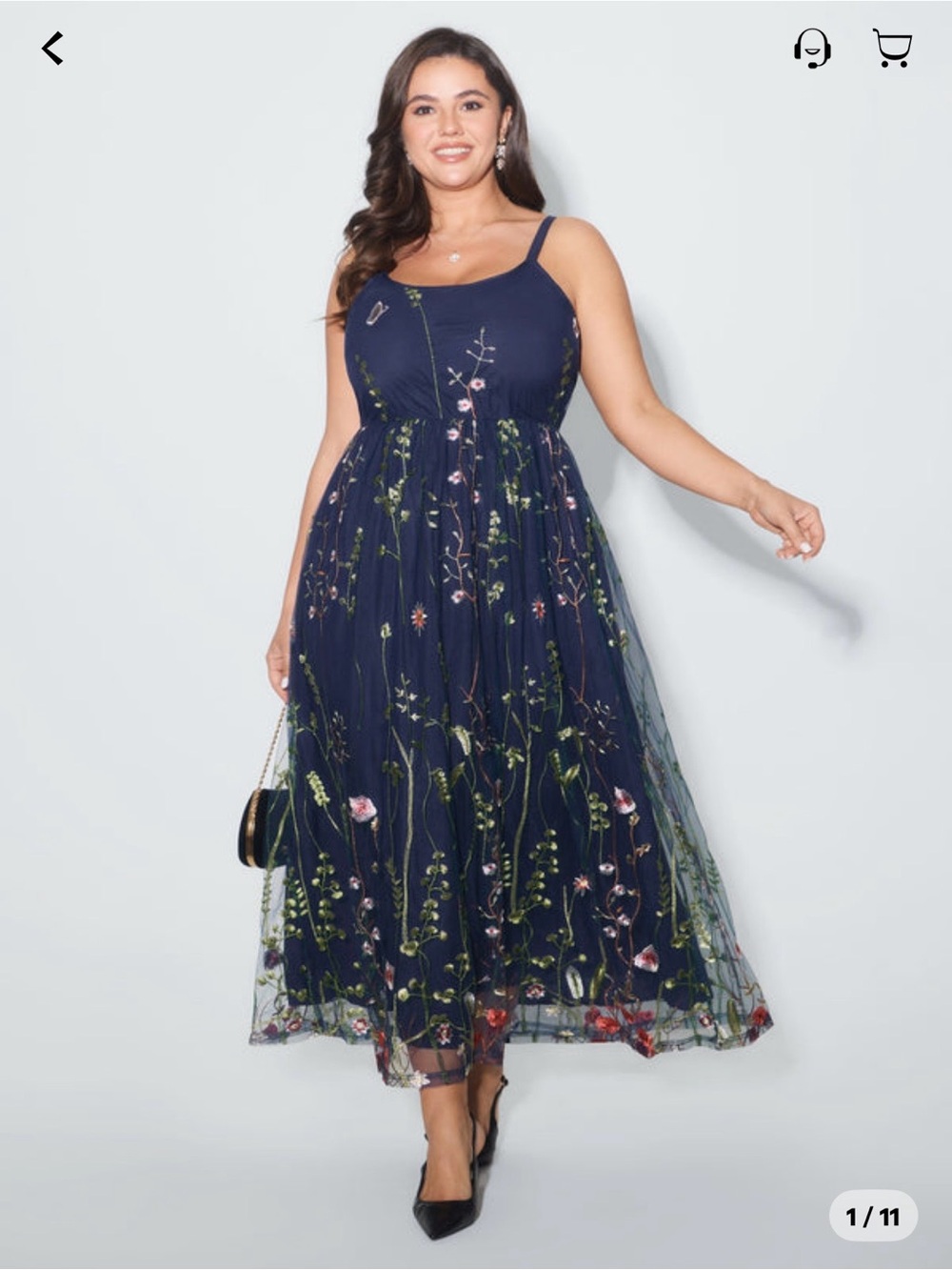 BloomChic U Neck Floral Embroidered Mesh Cami Dress 28/5X